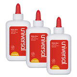 Universal® Washable White Glue, 4 oz, Dries Clear, 3/Pack (UNV46064) Pack of 3