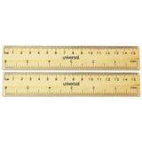 Universal® Flat Wood Ruler, Standard/Metric, 6" Long (UNV59024) Pack of 2