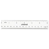 Universal® Clear Plastic Ruler, Standard/Metric, 6" Long, Clear, 2/Pack (UNV59025) Pack of 2