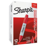 Sharpie® Chisel Tip Permanent Marker, Medium Chisel Tip, Red, Dozen (SAN38202) 1 Dozen