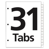 Office Essentials™ Table 'n Tabs Dividers, 31-Tab, 1 to 31, 11 x 8.5, White, White Tabs, 1 Set (AVE11680) Each