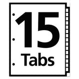 Office Essentials™ Table 'n Tabs Dividers, 15-Tab, 1 to 15, 11 x 8.5, White, Assorted Tabs, 1 Set (AVE11675) Set of 15