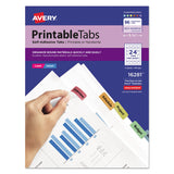 Avery® Printable Plastic Tabs with Repositionable Adhesive, 1/5-Cut, Assorted Colors, 1.25" Wide, 96/Pack (AVE16281) Pack of 96