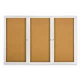 Quartet® Enclosed Indoor Cork Bulletin Board with Three Hinged Doors, 72 x 48, Tan Surface, Silver Aluminum Frame (QRT2367) Each