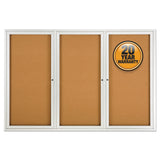 Quartet® Enclosed Indoor Cork Bulletin Board with Three Hinged Doors, 72 x 48, Tan Surface, Silver Aluminum Frame (QRT2367) Each