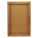 Quartet® Enclosed Indoor Cork Bulletin Board with One Hinged Door, 24 x 36, Tan Surface, Oak Fiberboard Frame (QRT363) Each