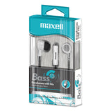 Maxell® B-13 Bass Earbuds with Microphone, 52" Cord, White (MAX199725) Each
