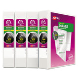 Avery® Durable View Binder with DuraHinge and Slant Rings, 3 Rings, 1.5" Capacity, 11 x 8.5, White, 4/Pack (AVE17576) Pack of 4