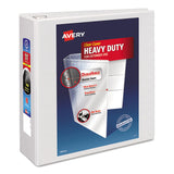 Avery® Heavy-Duty View Binder with DuraHinge and Locking One Touch EZD Rings, 3 Rings, 4" Capacity, 11 x 8.5, White (AVE79104) Each