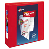 Avery® Heavy-Duty View Binder with DuraHinge and Locking One Touch EZD Rings, 3 Rings, 3" Capacity, 11 x 8.5, Red (AVE79325) Each
