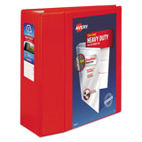 Avery® Heavy-Duty View Binder with DuraHinge and Locking One Touch EZD Rings, 3 Rings, 5" Capacity, 11 x 8.5, Red (AVE79327) Each
