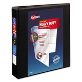 Avery® Heavy-Duty View Binder with DuraHinge and One Touch EZD Rings, 3 Rings, 1.5" Capacity, 11 x 8.5, Black (AVE79695) Each