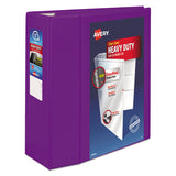 Avery® Heavy-Duty View Binder with DuraHinge and Locking One Touch EZD Rings, 3 Rings, 5" Capacity, 11 x 8.5, Purple (AVE79816) Each