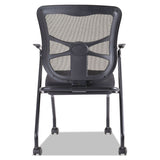 Alera® Alera Elusion Mesh Nesting Chairs with Padded Arms, Supports Up to 275 lb, 18.11" Seat Height, Black, 2/Carton (ALEEL4914) Case of 2