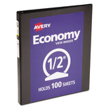 Avery® Economy View Binder with Round Rings , 3 Rings, 0.5" Capacity, 11 x 8.5, Black, (5705) (AVE05705) Each