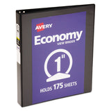 Avery® Economy View Binder with Round Rings , 3 Rings, 1" Capacity, 11 x 8.5, Black, (5710) (AVE05710) Each
