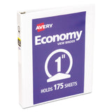 Avery® Economy View Binder with Round Rings , 3 Rings, 1" Capacity, 11 x 8.5, White, (5711) (AVE05711) Each