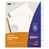 Avery® Insertable Big Tab Dividers, 8-Tab, Double-Sided Gold Edge Reinforcing, 11 x 8.5, White, Clear Tabs, 1 Set (AVE11124) Set of 8