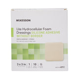 McKesson Lite Thin Foam Dressing 3 X 3 Inch Without Border Film Backing Silicone Gel Adhesive Square Sterile (1083092_EA) 1/EA