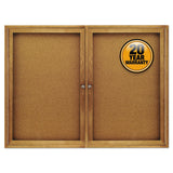 Quartet® Enclosed Indoor Cork Bulletin Board with Two Hinged Doors, 48 x 36, Tan Surface, Oak Fiberboard Frame (QRT364) Each