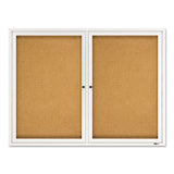 Quartet® Enclosed Indoor Cork Bulletin Board with Two Hinged Doors, 48 x 36, Tan Surface, Silver Aluminum Frame (QRT2364) Each