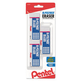 Pentel® Hi-Polymer Eraser, For Pencil Marks, Rectangular Block, Medium, White, 3/Pack (PENZEH10BP3K6) Pack of 3
