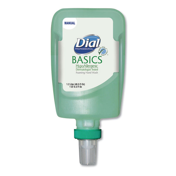 Dial® Professional Basics Hypoallergenic Foaming Hand Wash Refill for FIT Manual Dispenser, Honeysuckle, 1.2 L, 3/Carton (DIA16714)