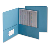 Smead™ Two-Pocket Folder, Embossed Leather Grain Paper, 100-Sheet Capacity, 11 x 8.5, Blue, 25/Box (SMD87852) 1 Pack of 25