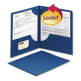 Smead™ Lockit Two-Pocket Folder, Textured Paper, 100-Sheet Capacity, 11 x 8.5, Dark Blue, 25/Box (SMD87982) 1 Pack of 25