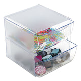 deflecto® Stackable Cube Organizer, 2 Compartments, 2 Drawers, Plastic, 6 x 7.2 x 6, Clear (DEF350101) Each