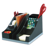 deflecto® Silhouettes All-In-One Caddy, 6 Compartments, Plastic, 8.13 x 9.13 x 5.19, Black/Silver (DEF35172) Each