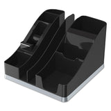 deflecto® Silhouettes All-In-One Caddy, 6 Compartments, Plastic, 8.13 x 9.13 x 5.19, Black/Silver (DEF35172) Each