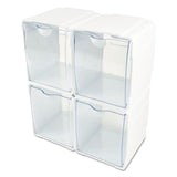 deflecto® Tilt Bin Interlocking 4-Bin Organizer, Plastic, 4.63 x 4.88 x 5.5, White/Clear (DEF421103) Pack of 4