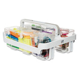 deflecto® Stackable Caddy Organizer with S, M and L Containers, Plastic, 10.5 x 14 x 6.5, White Caddy/Clear Containers (DEF29003) Each