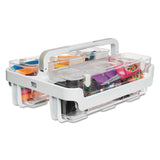 deflecto® Stackable Caddy Organizer with S, M and L Containers, Plastic, 10.5 x 14 x 6.5, White Caddy/Clear Containers (DEF29003) Each