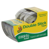 Duck® Permanent Double-Stick Tape with Dispenser, 1" Core, 0.5" x 25 ft, Clear, 3/Pack (DUC0021087) Each