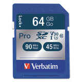 Verbatim® 64GB Pro 600X SDXC Memory Card, UHS-I V30 U3 Class 10 (VER98670) Each