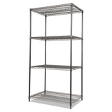 Alera® Wire Shelving Starter Kit, Four-Shelf, 36w x 18d x 72h, Black Anthracite (ALESW503618BA) Each