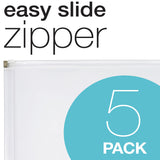 Pendaflex® Poly Zip Envelope, Zipper Closure, 10 x 13, Clear, 5/Pack (PFX84190) Pack of 5