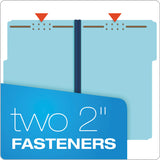 Pendaflex® Heavy-Duty Pressboard Folders with Embossed Fasteners, 1/3-Cut Tabs, 1" Expansion, 2 Fasteners, Legal Size, Blue, 25/Box (PFXFP313) Each