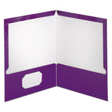 Oxford™ Two-Pocket Laminated Folder, 100-Sheet Capacity, 11 x 8.5, Metallic Purple, 25/Box (OXF5049526) 1 Pack of 25