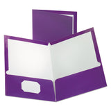 Oxford™ Two-Pocket Laminated Folder, 100-Sheet Capacity, 11 x 8.5, Metallic Purple, 25/Box (OXF5049526) 1 Pack of 25