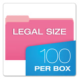 Pendaflex® Colored File Folders, 1/3-Cut Tabs: Assorted, Legal Size, Pink/Light Pink, 100/Box (PFX15313PIN) Box of 100