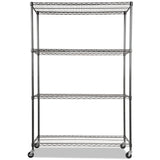 Alera® NSF Certified 4-Shelf Wire Shelving Kit with Casters, 48w x 18d x 72h, Black Anthracite (ALESW604818BA) Each