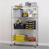 Alera® NSF Certified 4-Shelf Wire Shelving Kit with Casters, 48w x 18d x 72h, Silver (ALESW604818SR) Each