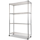 Alera® NSF Certified 4-Shelf Wire Shelving Kit with Casters, 48w x 18d x 72h, Silver (ALESW604818SR) Each