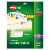 Avery® Extra-Large TrueBlock File Folder Labels with Sure Feed Technology, 0.94 x 3.44, White, 18/Sheet, 25 Sheets/Pack (AVE5026) Pack of 450