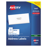 Avery® Copier Mailing Labels, Copiers, 1.38 x 2.81, White, 24/Sheet, 100 Sheets/Box (AVE5363) Box of 2400
