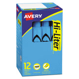 Avery® HI-LITER Desk-Style Highlighters, Light Blue Ink, Chisel Tip, Light Blue/Black Barrel, Dozen (AVE07746) 1 Dozen