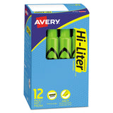 Avery® HI-LITER Desk-Style Highlighters, Fluorescent Green Ink, Chisel Tip, Green/Black Barrel, Dozen (AVE24020) 1 Dozen